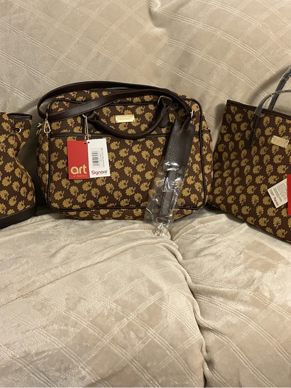 NWT Jane Austen Oak Brown Computer Laptop Bag Case 15.6" w/ padded strap Signare